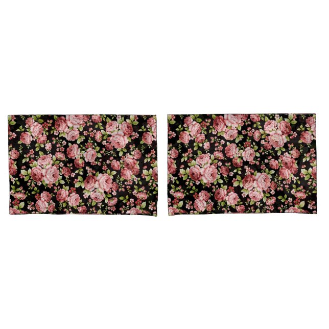 Schöne Blumenmuster-Rose mit grünen Folien Kissenbezug (Vorderseite-Set)