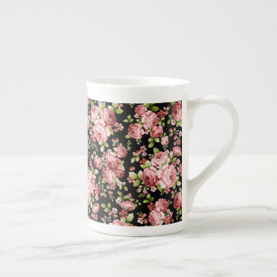Schöne Blumenmuster-Rose mit grünen Folien Prozellantasse