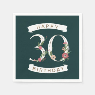 Schöne Blumennummern 30. Geburtstag Napkins Serviette