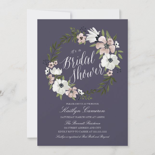 Schöne Blumenreste - Bridal Dusche Einladung (Vorderseite)