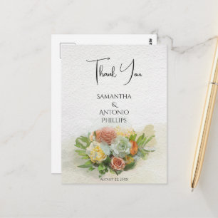 Schöne Blumenstrauß-Wasserfarbenkunst Danke Postkarte