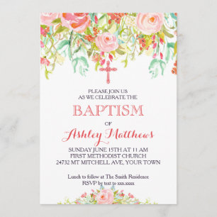 Schöne Blumentaufe-Einladung, Baby Einladung