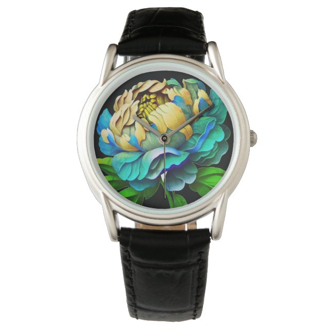 Schöne Blumenuhr Armbanduhr (Vorderseite)