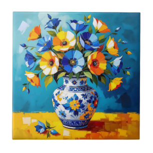 Schöne Blumenvase  Fliese