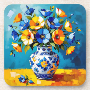 Schöne Blumenvase Getränkeuntersetzer