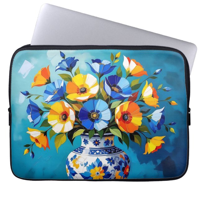 Schöne Blumenvase  Laptopschutzhülle (Vorderseite)