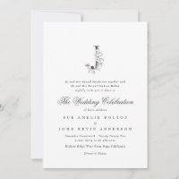 Schöne Blumenzange "J" Monogram Sketched Wedding
