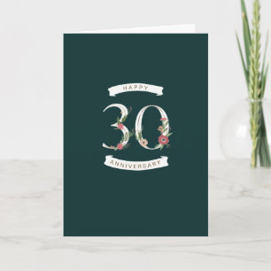 Schöne Blumenzettel 30 Jubiläumskarte Karte