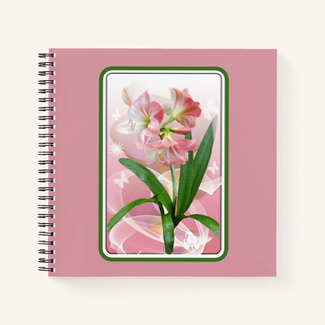 Schöne Blumige Amaryllis Notizbuch (Vorderseite)
