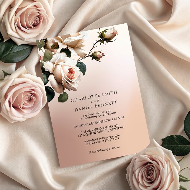 Schöne Blush Beige Öl Rose Hochzeit Einladung (Gorgeous Blush Beige Oil Rose Wedding Invitation)