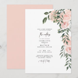 Schöne Blush Bloral Bride Eltern Hochzeit Einladung
