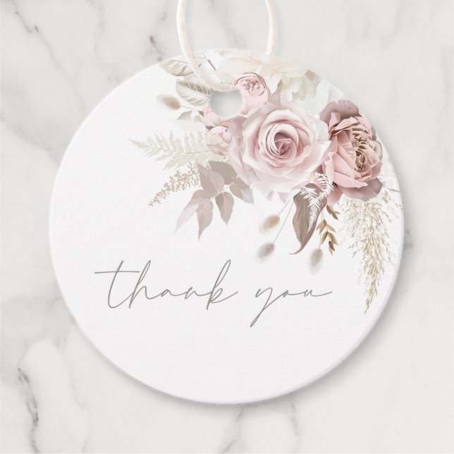 Schöne Blush Bloral Hochzeit Vielen Dank Geschenkanhänger (Vorderseite)