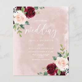 Schöne Blush Burgund Budget Einladung Hochzeit
