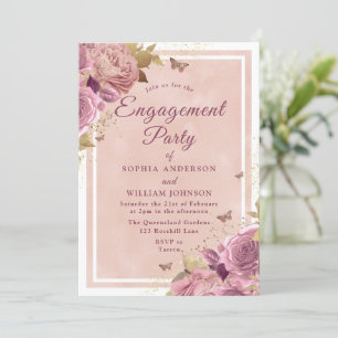 Schöne Blush-Floral Engagement Party Einladung