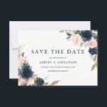 Schöne Blush & Navy Blumenhochzeit Save The Date<br><div class="desc">Schöne Blush & Navy Bloral Wedding Speichern Sie das Datum Sehen Sie in unserem Shop für die passende Einladung,  UAWG und mehr</div>