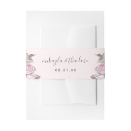 Schöne Blush Pink Roses Wedding Einladungsbanderole