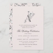 Schöne Blüte "A" Monogramm gezeichnet