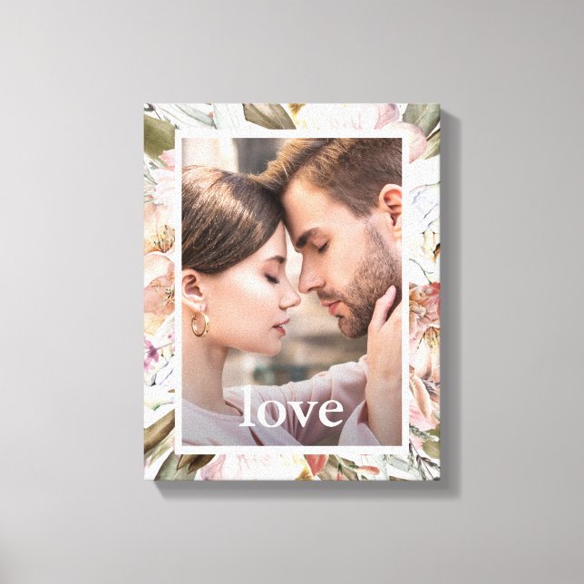 Schöne Blüte mit Liebe Typografie Foto Leinwanddruck (Vorderseite)