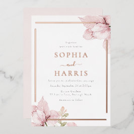 Schöne Blüte Moderne Rose Goldene Hochzeit Folieneinladung