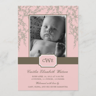 Schöne Blüten Baby Birth Announcement (Pink) Ankündigung