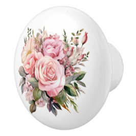 Schöne Blüten von rosa Rosen Keramikknauf