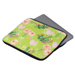 Schöne Blütenpastellblume Grüne Kakteen Laptopschutzhülle