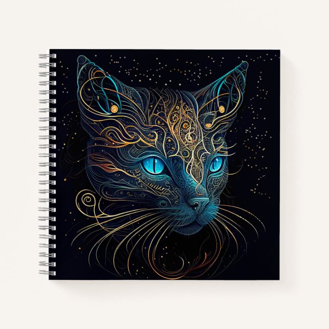 Schöne Bohemische Stilkatze Notizbuch (Vorderseite)