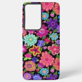 Schöne Boho-Blume in Schwarz Samsung Galaxy Hülle