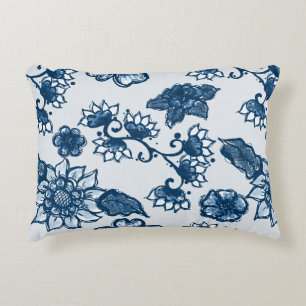 Schöne Boho-Blume   Large Classic Blue Dekokissen
