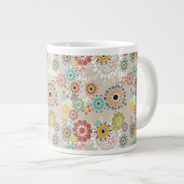 Schöne Boho gestylte helle Blume gemustert Jumbo-Tasse (Vorderseite Rechts)