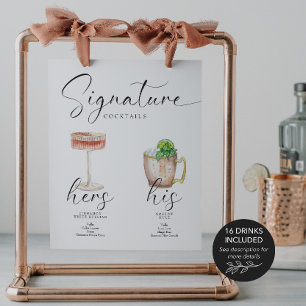 Schöne Boho Signature Drink Wedding Bar Poster