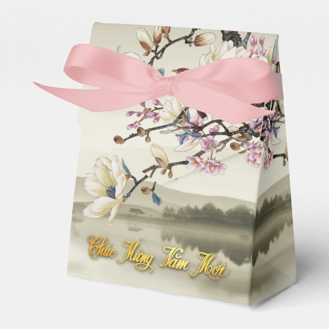 Schöne bokolische Szene Frühling Vietnams Neujahr  Geschenkschachtel (Vorderseite)