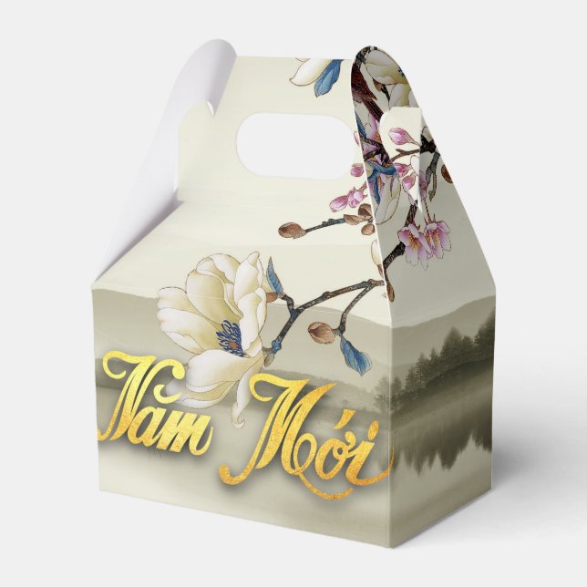 Schöne bokolische Szene Frühling Vietnams Neujahr  Geschenkschachtel (Vorderseite)