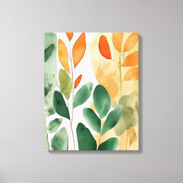 Schöne Botanicals in grün & orange, Leinwand Art (Vorderseite)