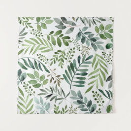 Schöne botanische Blätter in Wasserfarbe  Wandteppich