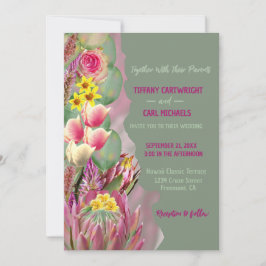 Schöne Botanische Blumengarten Hochzeit Einladung