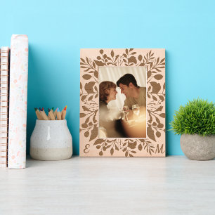 Schöne Botanische Couple Monogram Jubiläum Geätzte Rahmen