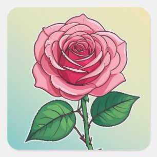 Schöne botanische Entwürfe, Blume und Pflanze Quadratischer Aufkleber
