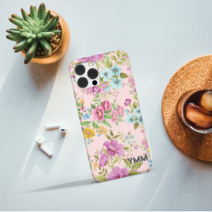 Schöne botanische Floralfarben + Monogramm Case-Mate iPhone Hülle