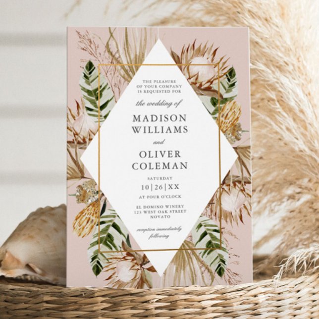 Schöne botanische Geometrische Rahmen Hochzeit Einladung (Von Creator hochgeladen)