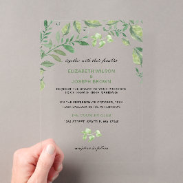 Schöne botanische Vegetation Hochzeit Acryleinladungen