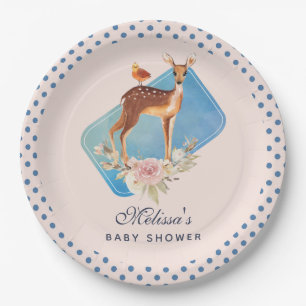 Schöne braune Dose mit White Spots Kinderdusche Pappteller