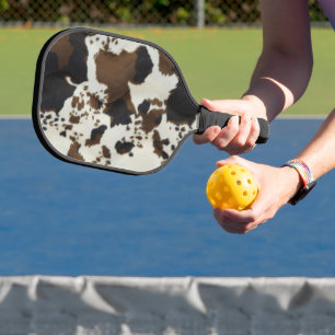 Schöne braune Kuh Print-Imitate Süede Look Pickleball Schläger