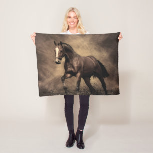 Schöne braune Pferd Wurfkissen Fleecedecke