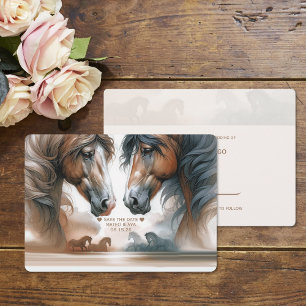 Schöne braune Pferde Hochzeit retten das Datum Save The Date