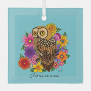 Schöne Brauneule Bunter Blumenstrauß Ornament Aus Glas