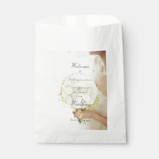 Schöne Braut Blume Bouquet Hochzeit editierbar Geschenktütchen (Vorderseite)