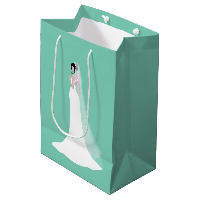 Schöne Braut in Bridal Gown Mittlere Geschenktüte (Vorderseite Schrägansicht)