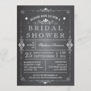 Schöne Bridal-Dusche mit Chalkboard Einladung