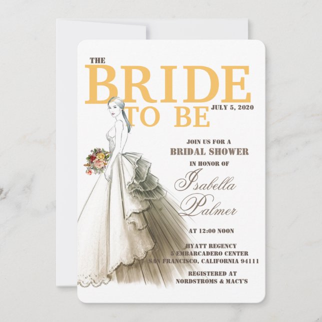 Schöne Bridal Zeichnend Bridal Dusche Einladung (Vorderseite)